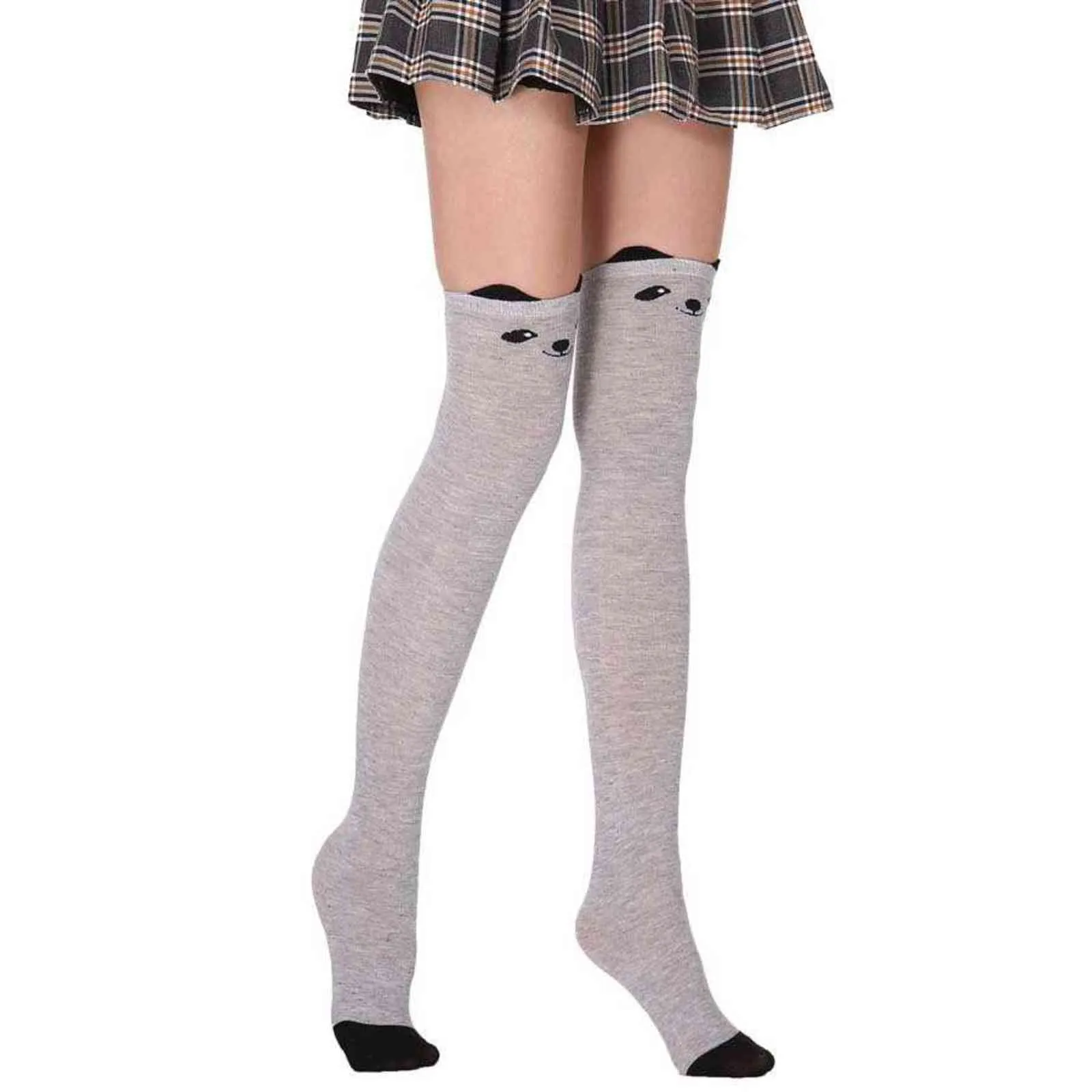 Cartoon Cat Thigh Stockings School Style Girl Stockings Cute Sweet Over The Knee Socks Cotton Y1119