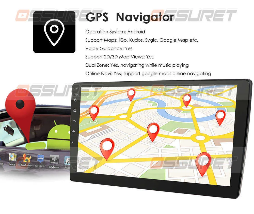 Uppgradera 9inch Android 10 Bil Audio Stereo 2din Bluetooth WiFi GPS Nav Quad Core Autoradio Video Multimedia Player 4 + 64/2 + 32