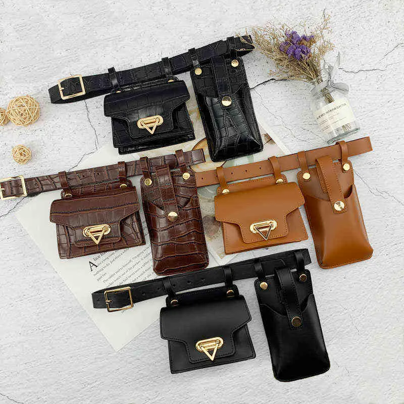 Woman Waist Bag Leather Crossbody Chest Bags For Female Fanny Packs Designer Mini Belt Bag Girl Waist Phone Pouch 211028285P