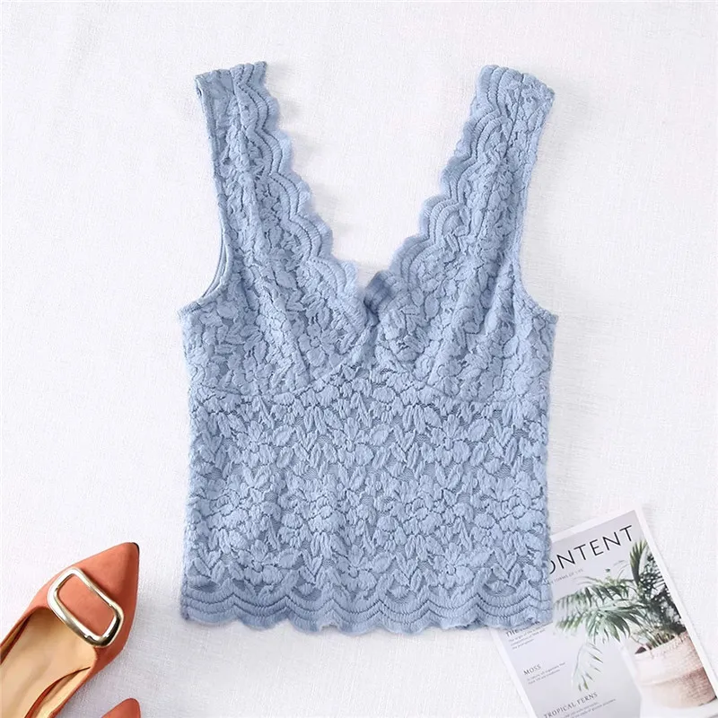 Tank Top Kvinna Vit Lace Korsettskörd Kvinnor Sommar Svart Fairy Grunge Sexig Blå Basic Ärmlös Tankar Camis 210519