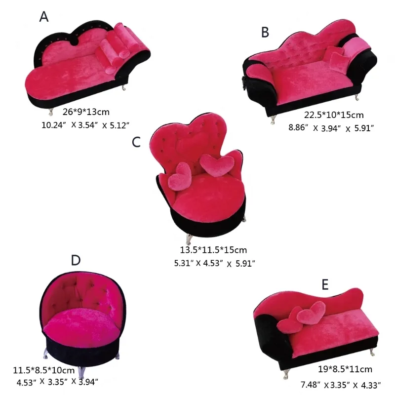 1/6 Puppenhaus Fancy Couch Rose Pink Schmuckaufbewahrung Organizer Flip Can Open Fächer Sessel Sofa Box Gift2768