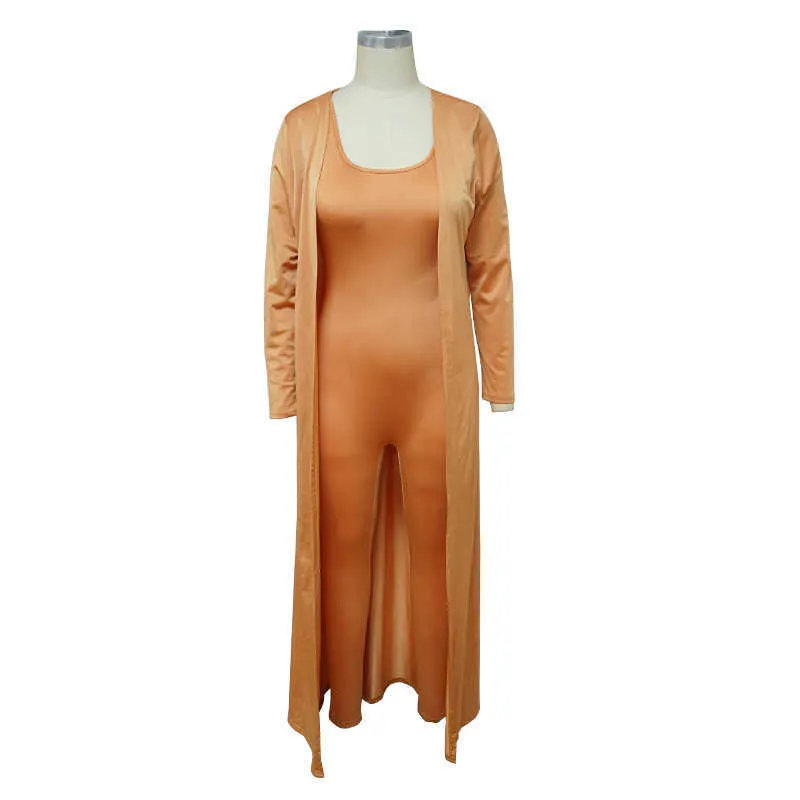 Conjuntos sexy de 2 peças ANJAMANOR roupas femininas outono inverno 2020 macacão bodycon sem costas e cardigã de manga comprida D37-DH41 Y0625