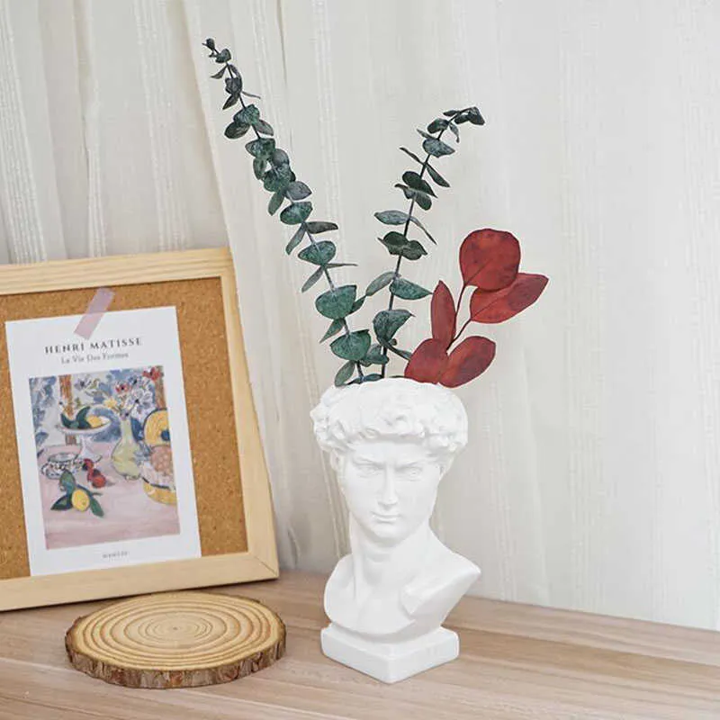 Vase en résine Pot de fleurs Décoration de la maison Porte-pinceau de maquillage Porte-stylo Cosmétique Boîte de rangement Sculpture européenne Modèle Croquis 210623