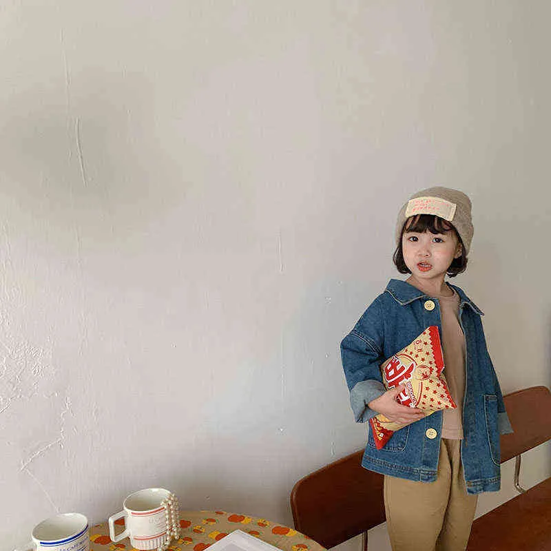 Herbst Kinder Kleidung Denim Mantel Lose Jungen Jacke Koreanische Mädchen Outwears Baby Kleidung 211204