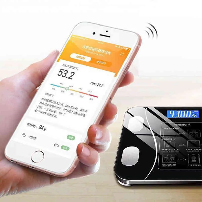 Balance de graisse corporelle intelligente, numérique sans fil, analyseur de Composition du poids, pour salle de bain, avec application pour Smartphone, compatible Bluetooth, H1229