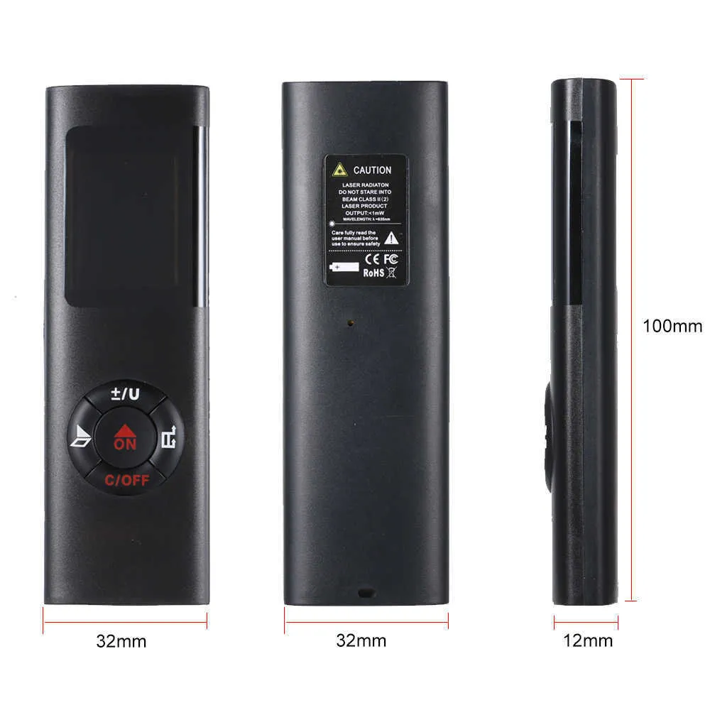 KKMOON Multifunktionaler 40 m LCD-Digital-Laser-Entfernungsmesser Handheld Mini-USB-Aufladung Laser-Entfernungsmesser Band-Entfernungsmesser 210719