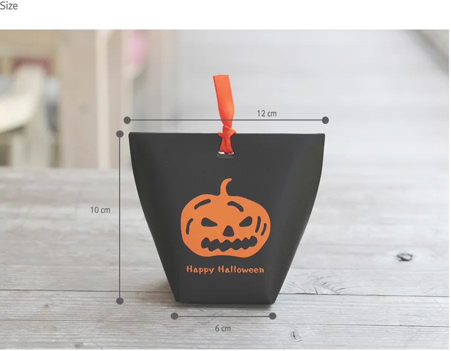 Happy Halloween Candy Gift Wrap Boxes Kids Trick or Treat Pumpkin Witch Pumpkin Pouches Kraft Paper Party Bag With Ribbon Snack Packaging 2021