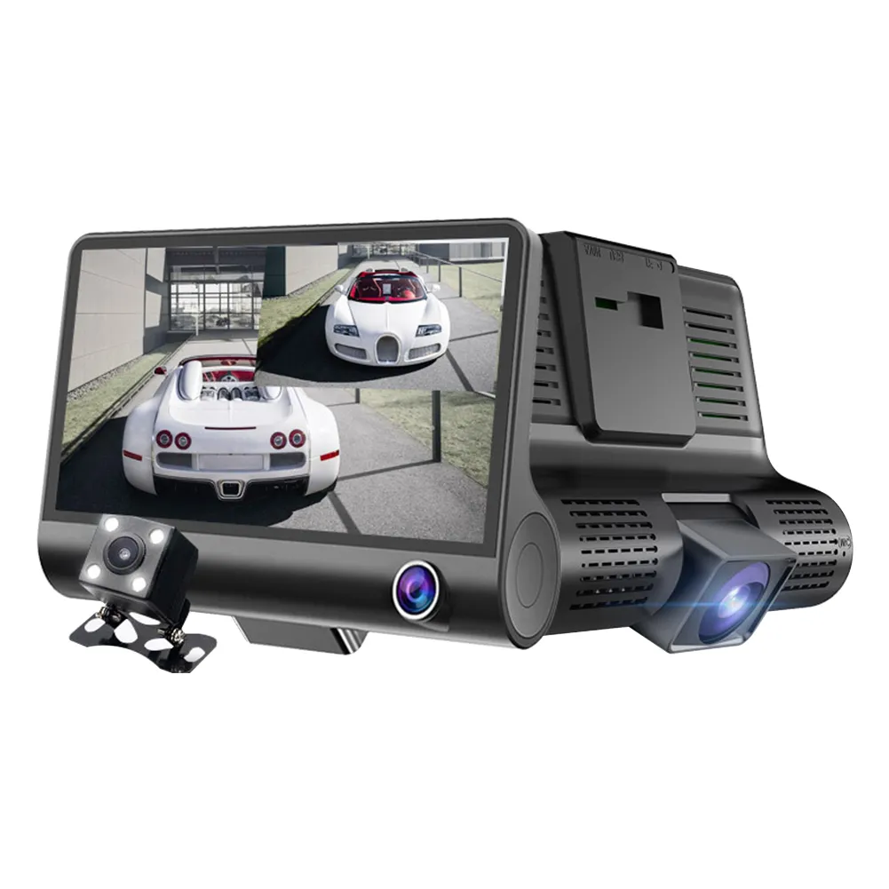 HD Nacht Auto Dvr Dash Cam 4,0 Zoll Video Recorder Auto 3 Objektiv Mit Rückansicht Kamera Registrator Dashcam DVRs
