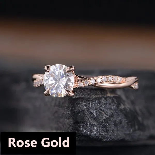 14k oro delicati anello diamantato Diamond Infinity Solitaire Moissanite mezza eternità da donne da donna Bambini da matrimonio size5113205063