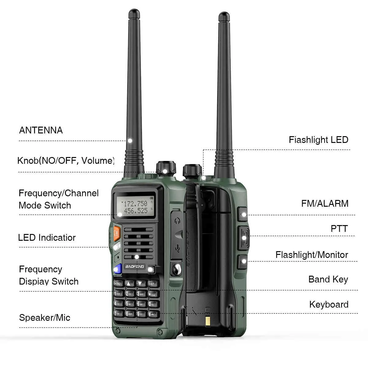 Yeşil BAOFENG UV-S9 Plus 10W Güçlü 50KM El Telsizi UHF VHF Dual Band Walkie Talkie Amatör UV-5R İki Yönlü Telsiz