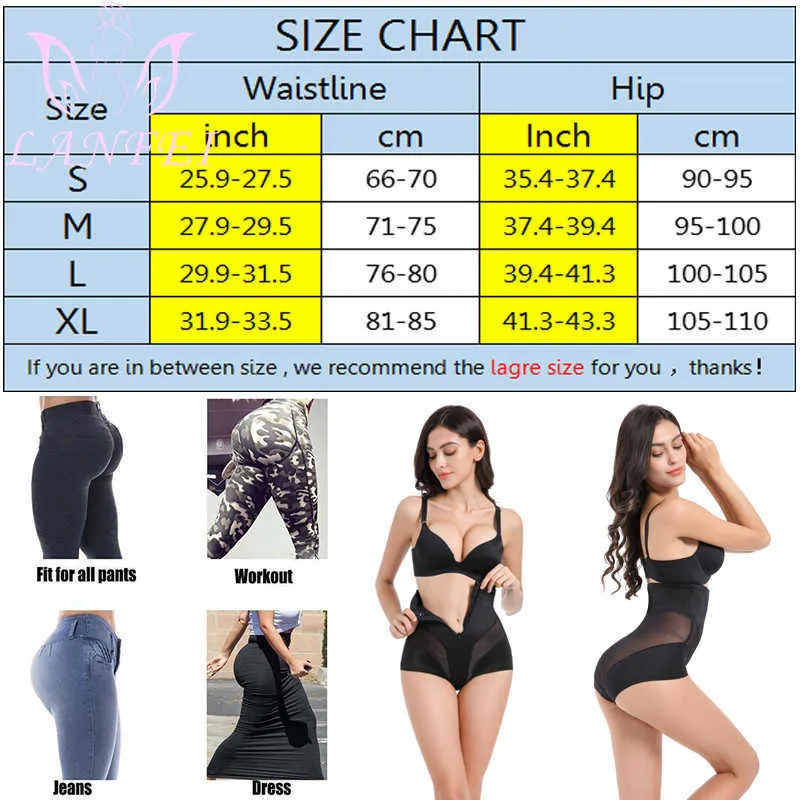 LANFEI Mutandine modellanti il corpo da donna a vita alta Faja Controllo della pancia dimagrante Biancheria intima senza cuciture Shapewear Slip sollevatore di culo 210708