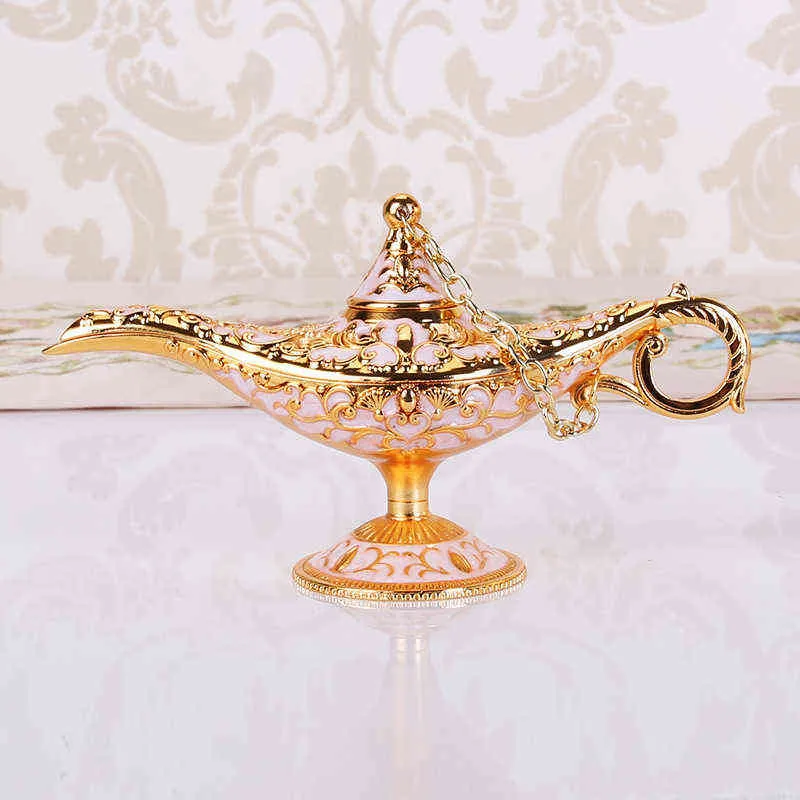 Colorful Metal Genie Magic Lamp Retro ing Oil Pot Incense Home Decor Collection Souvenir 2111055258343