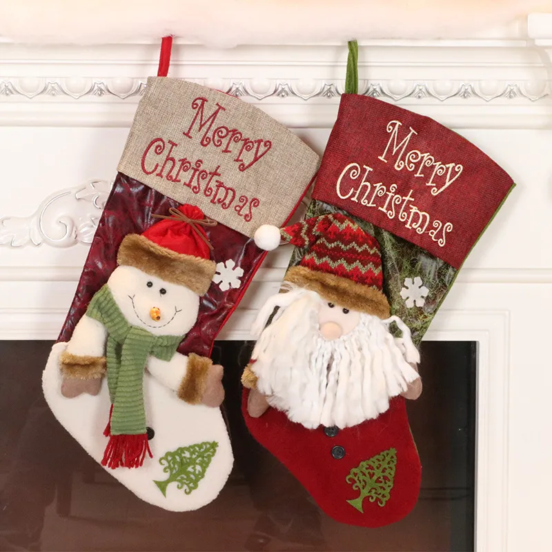 Decorazione natalizia Calze natalizie bambini Borsa regalo Borsa di caramelle Borsa natalizia con pendente