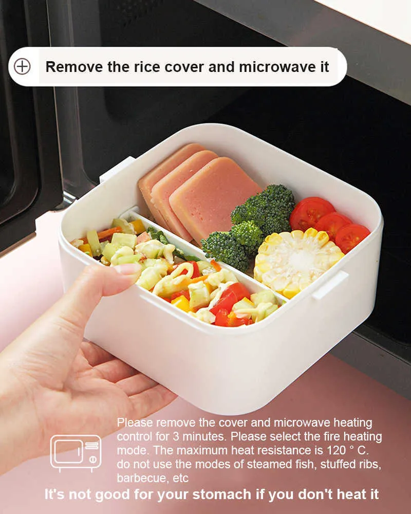 La boîte à lunch simple peut être chauffée au four à micro-ondes Type séparé portable Bento Box Lunch Vaisselle Cuisine, Salle à manger Bar 210709