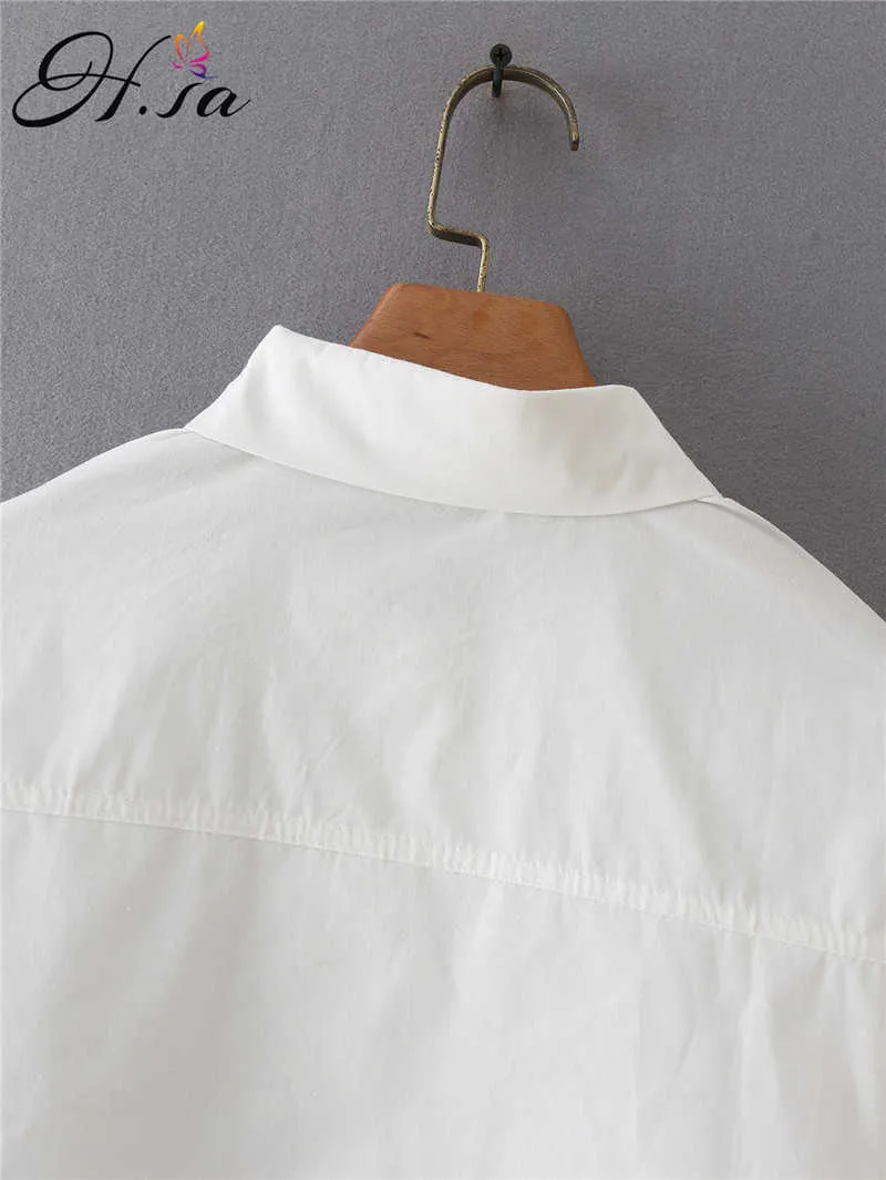HSA Blouses Kobiety klasyczny projekt temperamentu Ins Summer White Elegancki elegancki koreański styl blusas czysty swobodny bandaż 210716
