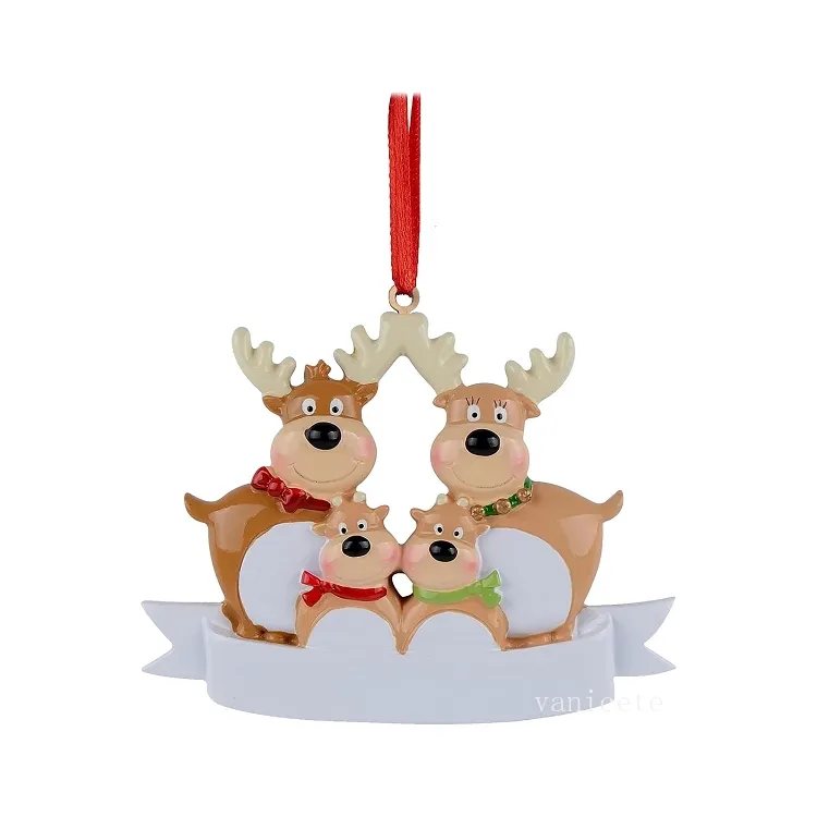 Christmas Decorations Elk Family Personal Gift Pendant Cute Wooden Xmas Tree Ornaments T2I53223