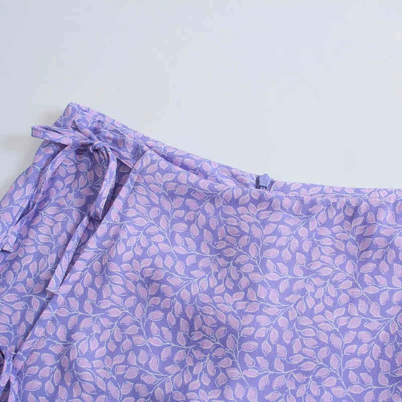 Pantaloncini con stampa dolce estiva da donna Gonne ZA Papillon laterale avvolgente Abbigliamento casual con bottoni da strada vintage 210513