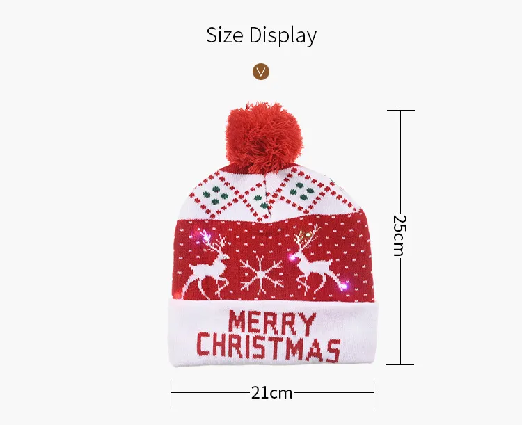 Cartoon Snowman Christmas LED Elk Deer Santa Paws Xmas Elastic Knitted Caps Adult Children Hat with Ball Year Decoration