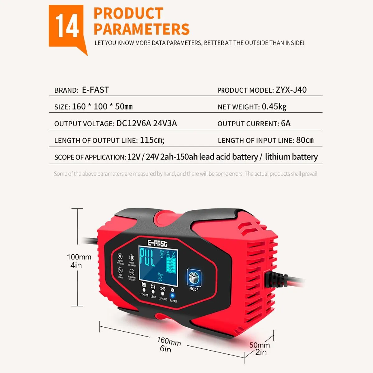 Carregador de bateria de carro totalmente automático 12V-24V 8A Carregador de reparo de pulso de energia Úmido Seco Carregador de bateria de ácido de chumbo Carregamento de 7 estágios288U