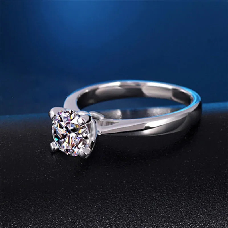 YANHUI Con certificato Solitario di lusso 2 0ct Zirconia Anelli di nozze con diamanti Donna Anello in oro bianco puro 18 carati Argento 925 ZR128167V