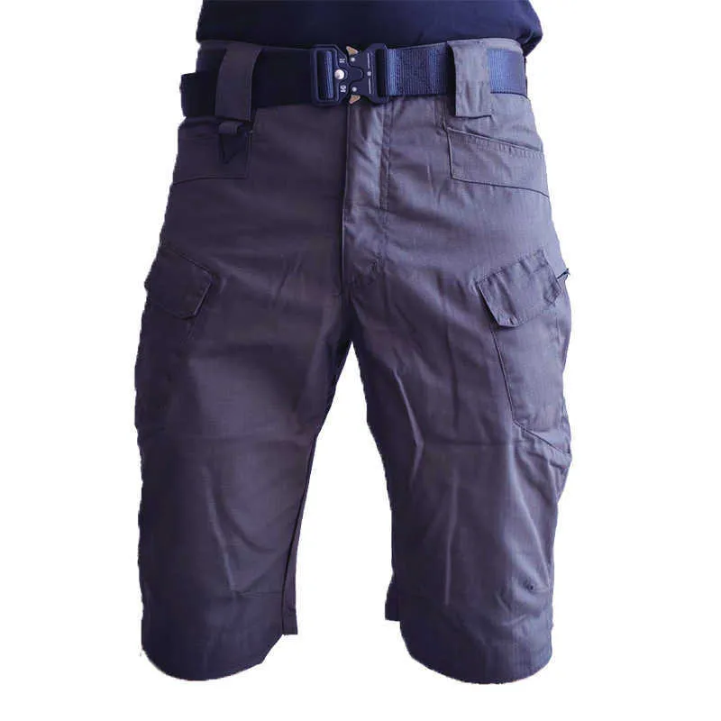 S-5XL Hommes Classic Outdoor Randonnée imperméable Shorts de pêche Militaire Multi-poche Tactique Cargo Pas de ceinture 210714