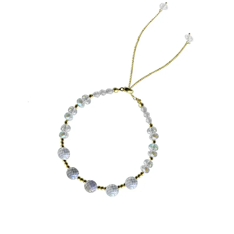 Braccialetto di cristallo di modo i monili dei braccialetti di perline chiari regolabili di stile coreano delle donne