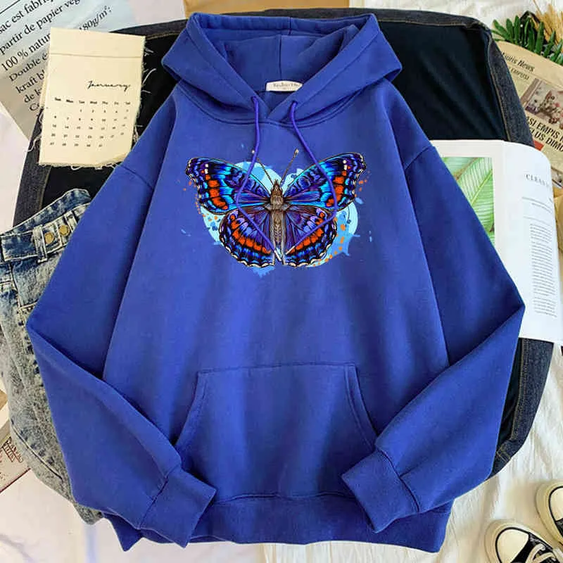 Hoodie Heren Harajuku Butterfly Herfst Mannen Kleding Cartoon Fleece Streetwear Fashion Sweatshirt Persoonlijkheid Oversize Hoodie Ropa H1227
