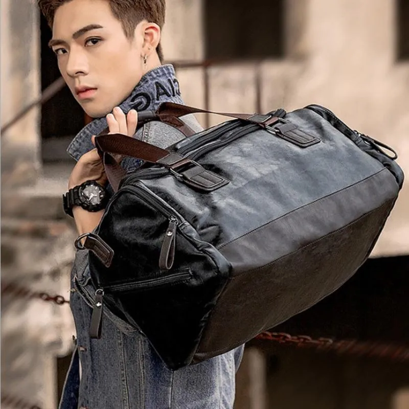 Duffel Bags Men Quality Leather Travel Carry On Luggage Bag Handbag Casual Traveling Tote Large Weekend XA631ZC278r