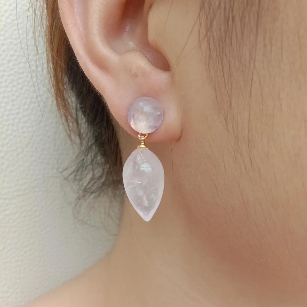 Yygem Natural Teardrop Rose Quartz Ametyst monety stadniny kolczyki biżuteria ładny styl na biuro kobieta