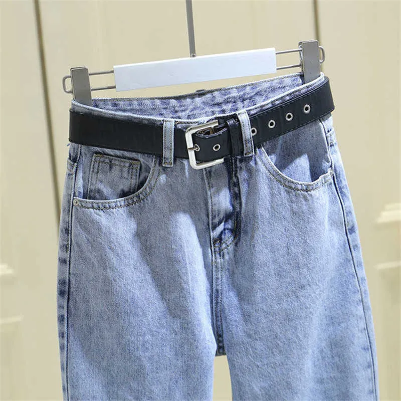 Mavi Rahat Sonbahar Harem Kadın Kot Gevşek Yüksek Bel Streetwear Erkek Arkadaşı Denim Uzun Pantolon Kore Tarzı Slouchy Anne 210708