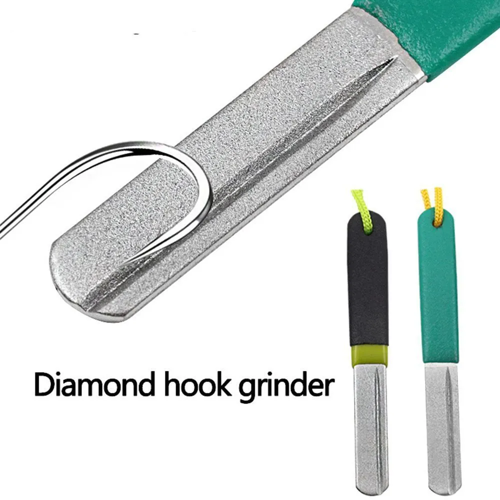 2 pièces Portable en plein air crochet de pêche affûtage aiguiser diamant meulage aiguiseur outil poisson accessoires