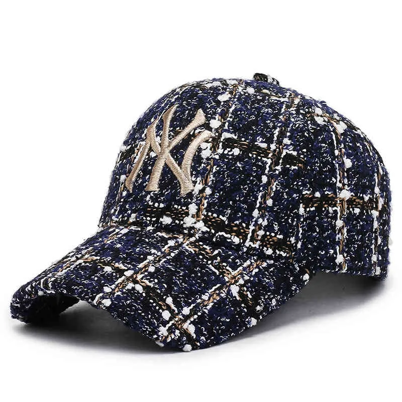 Outono inverno tweed chapéu men039s moda xadrez chapéu kids039s bordado boné de beisebol tendência coreana versátil inglês capZS8930815