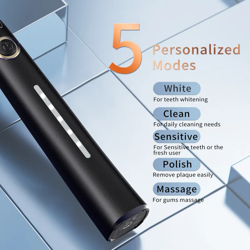 Seago Sonic Elektrikli Diş Fırçası Diş Fırçası USB Şarj Edilebilir Yetişkin Su Geçirmez Ultrasonik Otomatik 5 Modu Seyahat Çantası ile 220224