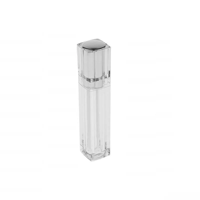8ML Acrylic Refillable Double Wall Square Gold Silver Lip Gloss Tube Empty Lip Balm Oil Bottle DIY Container