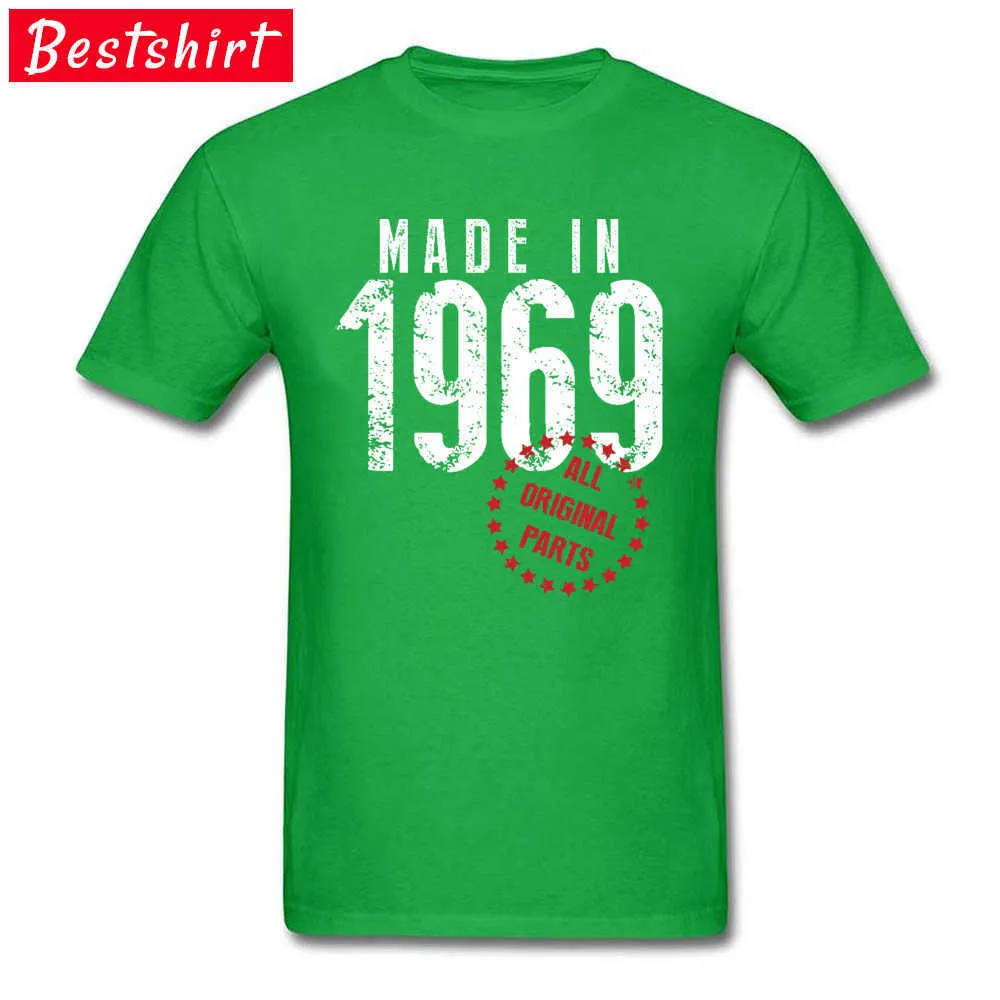 Made-In-1969-All-Original-Parts Young Prevalent Tops & Tees Crew Neck Labor Day 100% Cotton Fabric Top T-shirts Family Tee-Shirt Made-In-1969-All-Original-Parts green