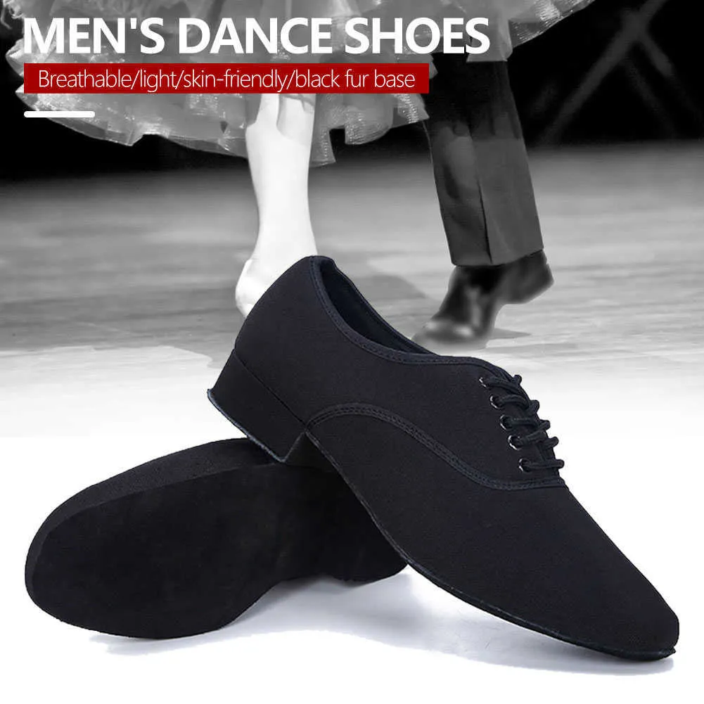 Erkekler Latin Balo Salonu Dans Ayakkabıları Profesyonel Siyah Tuval Latin Salsa Ayakkabı Artı Boyutu Düşük Topuk Tango Balo Salonu Dans Ayakkabıları