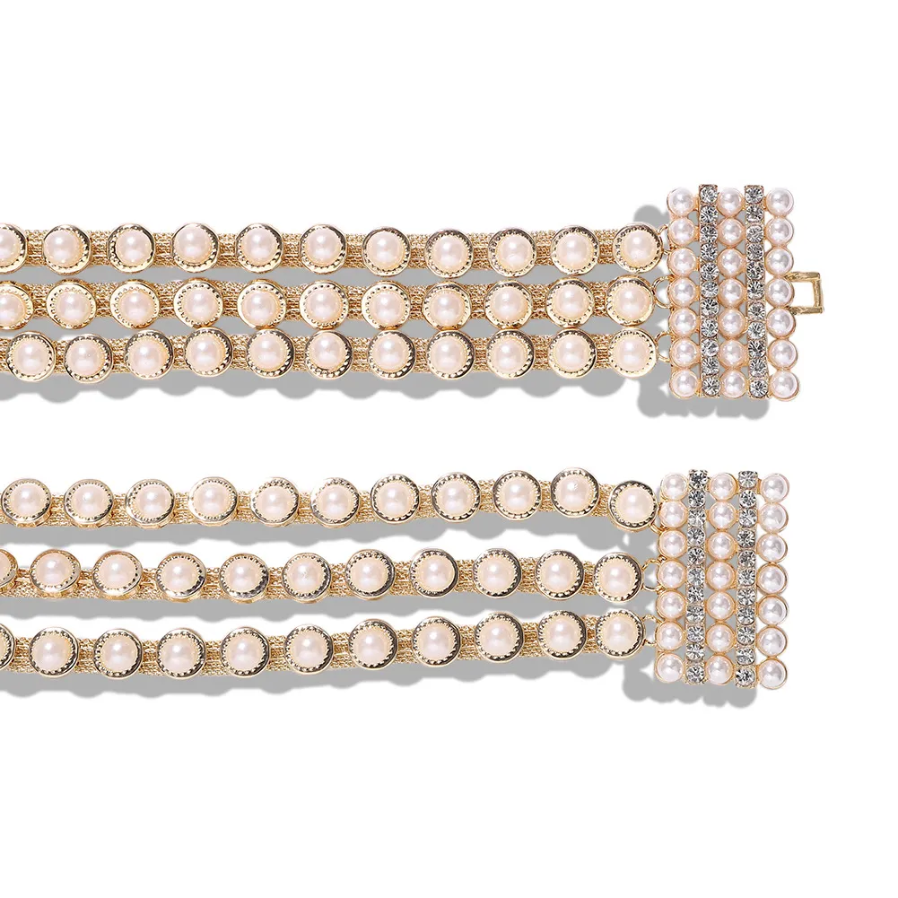 Fashion Fritid Stil Utsökt Bälten Tide Studded Pearl Chain Waist Chain