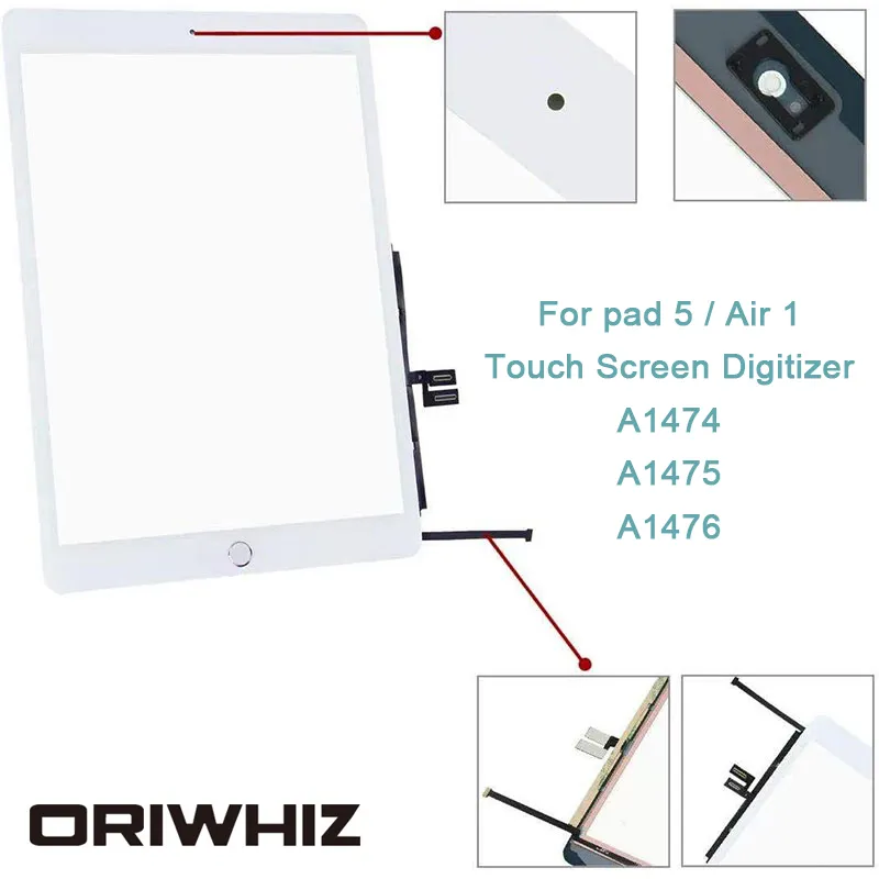 För iPad 7 10.2 tum A2197 A2200 A2198 pekskärmsdigitizer glaspanel med tejp