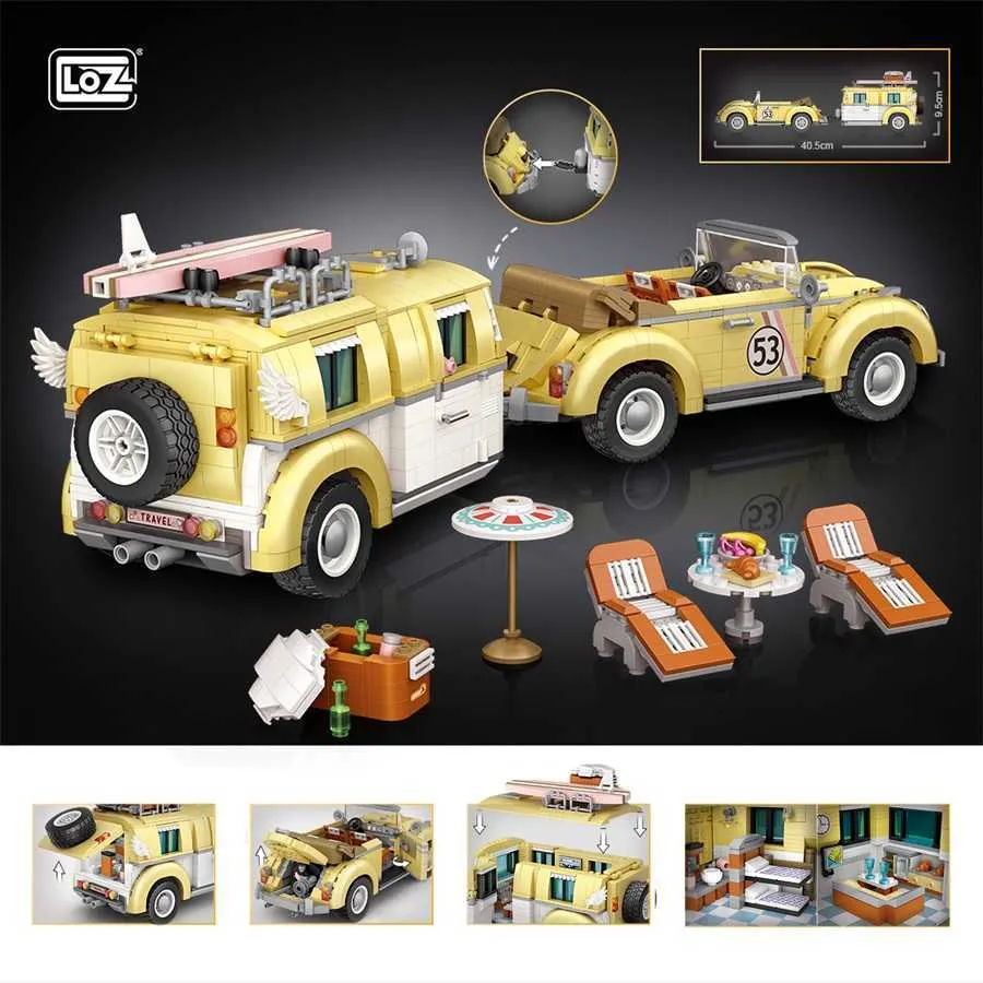 LOZ Blocs Mini Wagon Estate Modèle De Voiture Briques De Construction pour Enfants Cadeaux Éducatifs Amusant Jouet Enfants Brinquedos Garçon 1130 Q0723