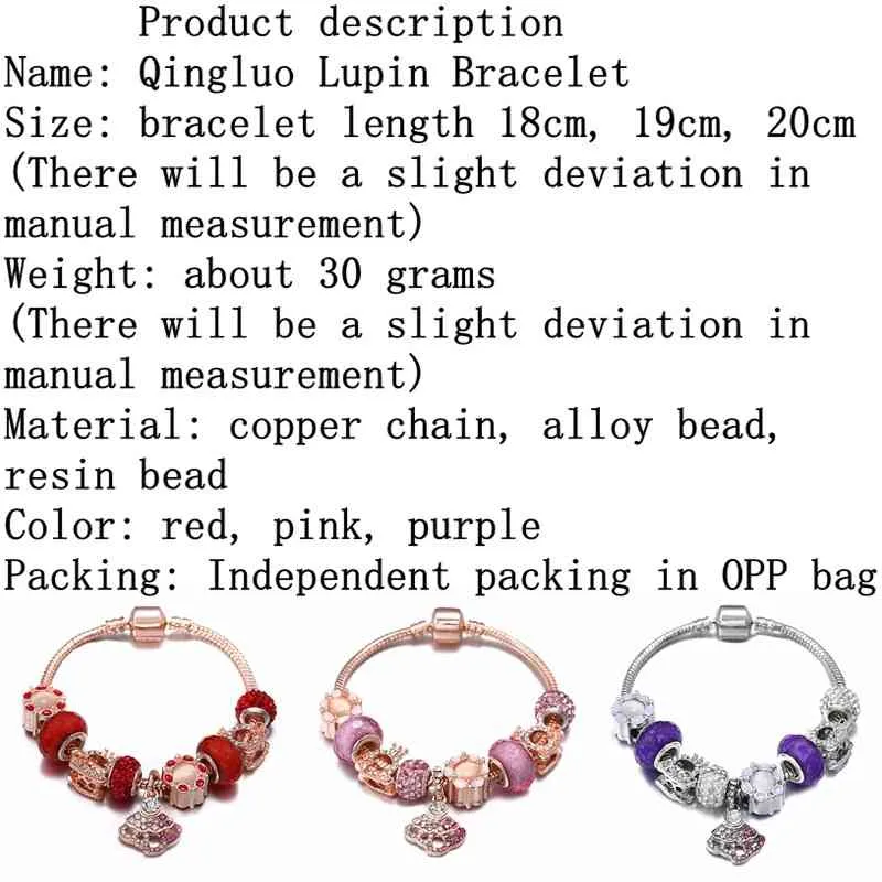 Nouveau Bracelet à breloques femme or Rose pendentif perlé bricolage alliage grand trou perle bijoux en gros Souvenir cadeau 3105143