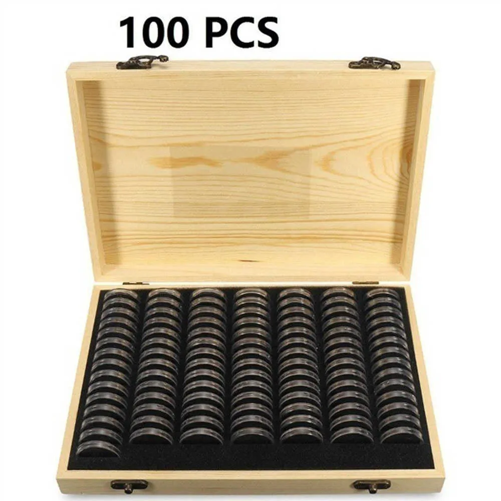 Pine Wood Coin Holder Monety Pierścień drewniane pudełko do przechowywania Monety Capsule pomieści kolekcjonerskie pamiątkowe pudełko monet 21158101