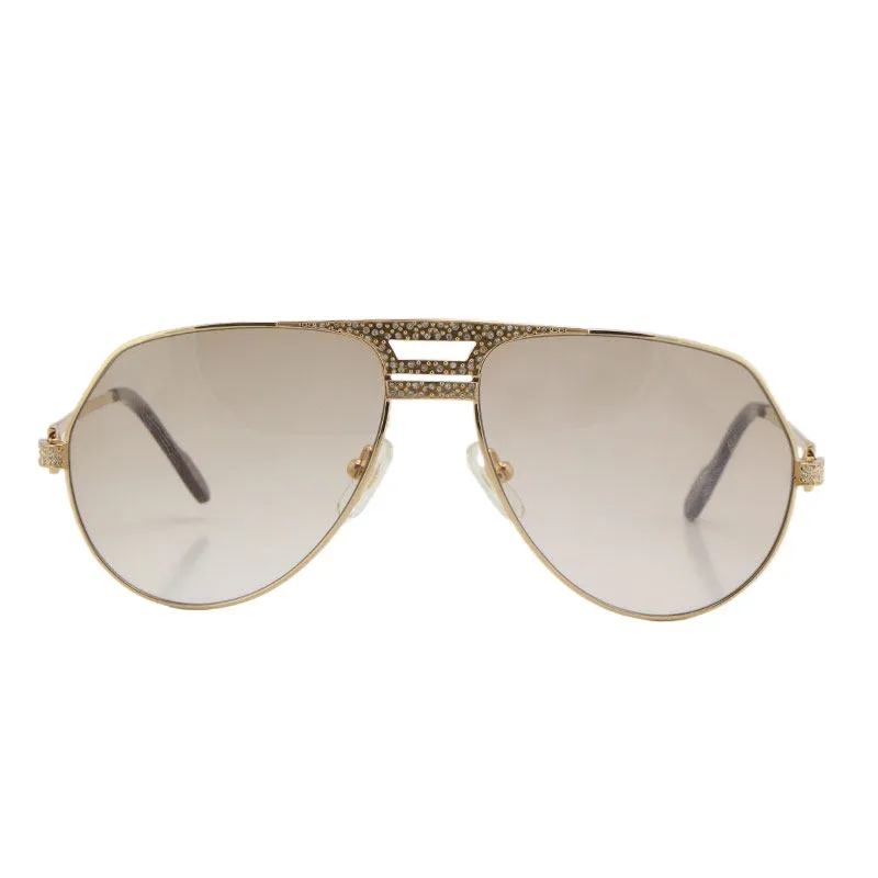 Accesorios de moda integral S Gafas de sol 1130036 Edición limitada Men de diamante de 18k Gold Vintage Women Unisex C Decoración Eyeg224p
