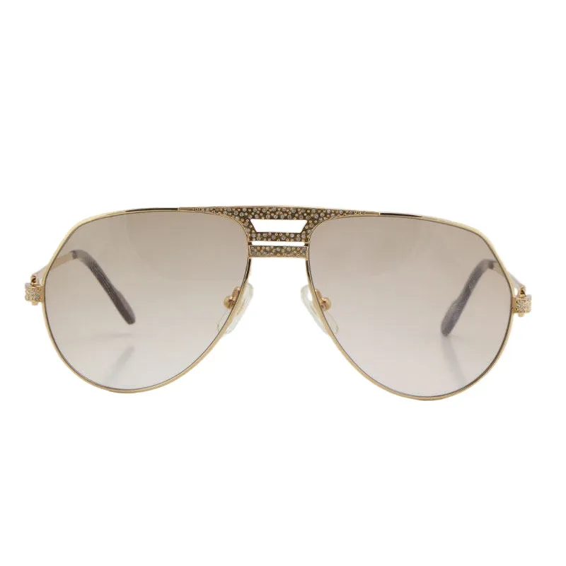 Całe akcesoria mody s okulary przeciwsłoneczne 1130036 limitowana edycja diamentowa mężczyźni 18k złota vintage kobiety unisex c dekoracja Eyeg224p