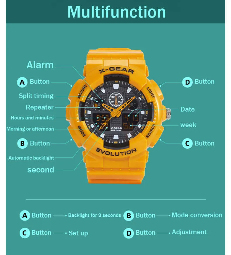 Orologi Gshock da uomo di moda di lusso G Shok Cronografo sportivo in acciaio inossidabile Shock impermeabile Orologio digitale analogico multifunzione YQ240103