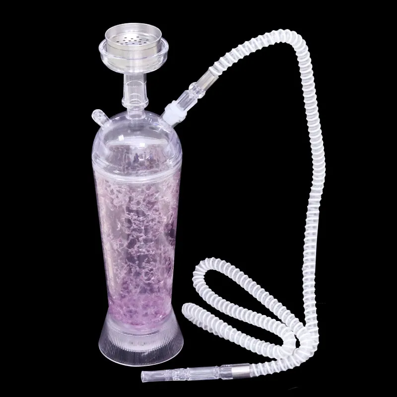 Tuyau d'eau arabe Shisha Bookah avec lumière LED Ensemble complet de tuyaux double acryliques transparents