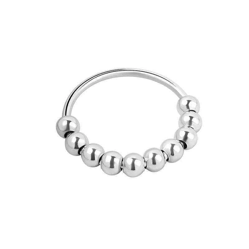 Todorova Fidget Perles Anneaux Pour Les Femmes Tournent Librement Anti-Stress Anxiété Anneau Simple Bobine Antistress Spirale Perles Rotation Jewlery G1125