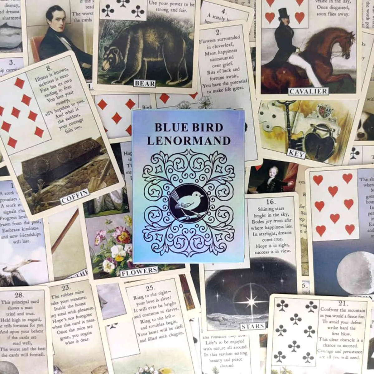 Nuevas cartas de Tarot Blue Bird Lenormand y PDF Guidance Divination Deck Entertainment Parties juego de mesa 38 unids/caja