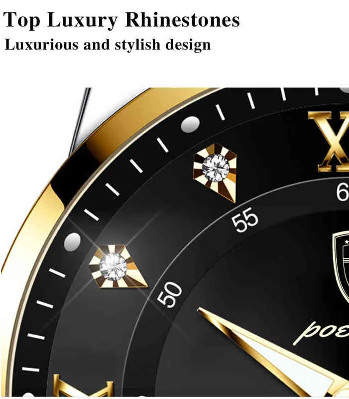 Orologi da uomo Poedagar Marca Acciaio inossidabile Nero Impermeabile Luminoso Quarzo giapponese Business Casual Design di lusso semplice 220208