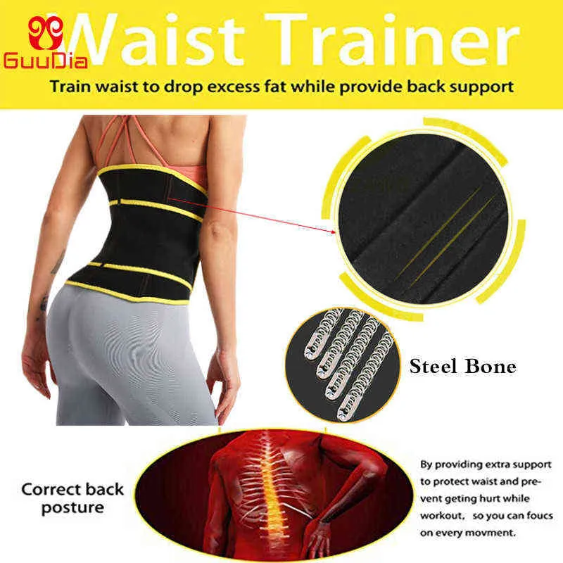 GUUDIA Women Waist Trainer Sauna Sweat Belts Tummy Control Girdle Body Shaper Belt Weight Loss Corset Waist Trimmer Shapewear 21128303282