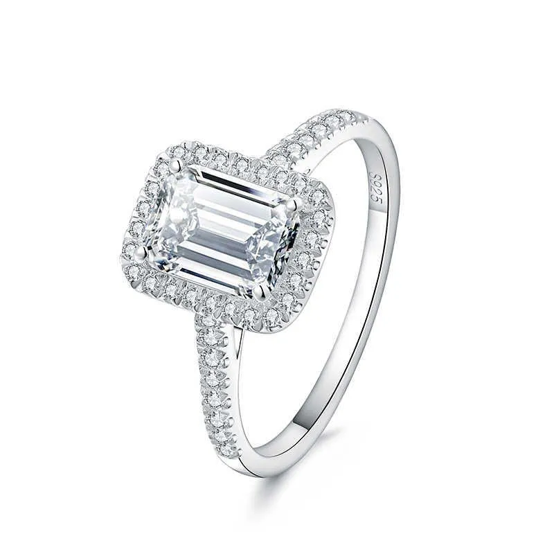 Emerald Cut 2ct Lab Diamond Ring Gelin Setleri Gerçek 925 STERLING SilverEngement Wedding Band Halkaları Kadınlar Gelin Mücevher Takı 21280L